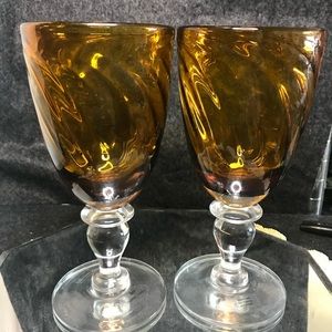 Vintage amber swirl margarita glasses